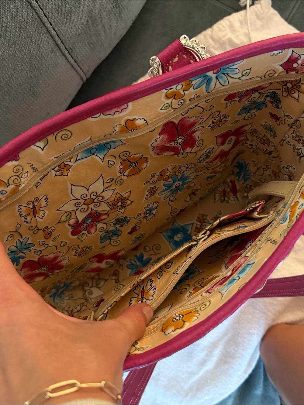 Brighton Pink and Natural Woven Tote Bag - Picture 7 of 8